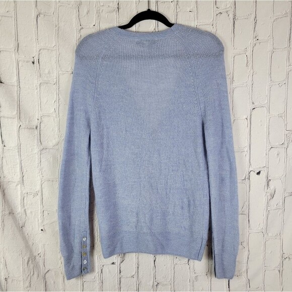 Revolve Weekend Stories Simone blue knit button front cardigan sweater top - Picture 4 of 8